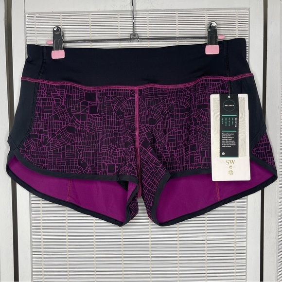 Lululemon Speed Short 2016 SeaWheeze Grid Map Size 6 Collector Item NWT - Picture 1 of 8